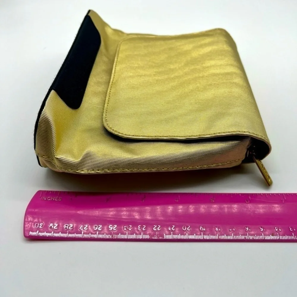 Babor gold & navy blue make up clutch